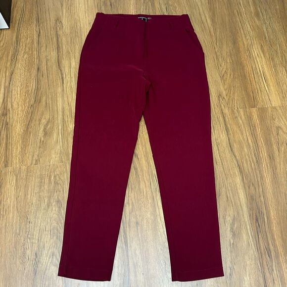 Burgundy Classic Slim-Fit Pants Sz M Minimalistic Hight Rise - Picture 1 of 10